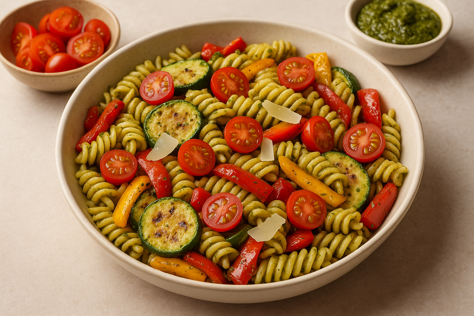Salade de pâtes au pesto et légumes d'été