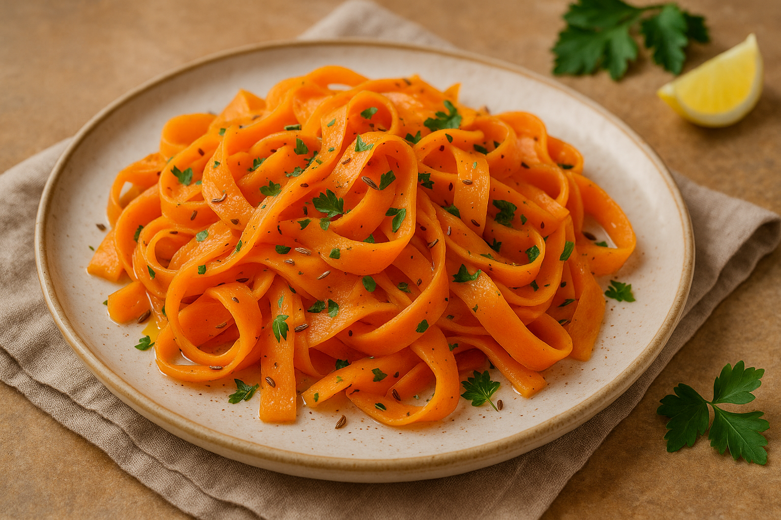 tagliatelle a la carotte et cumin