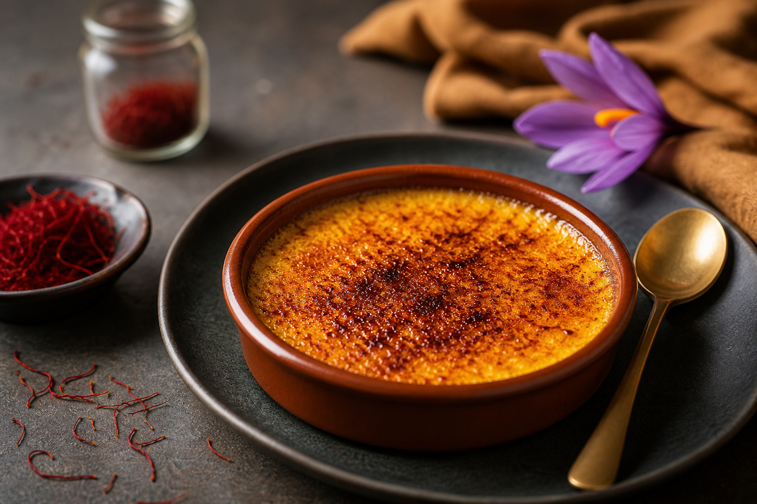 Crème brûlée au safran et zeste d’orange