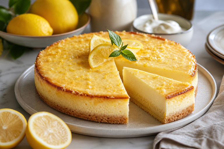Gâteau citron nuage façon cheesecake (moelleux + fondant)