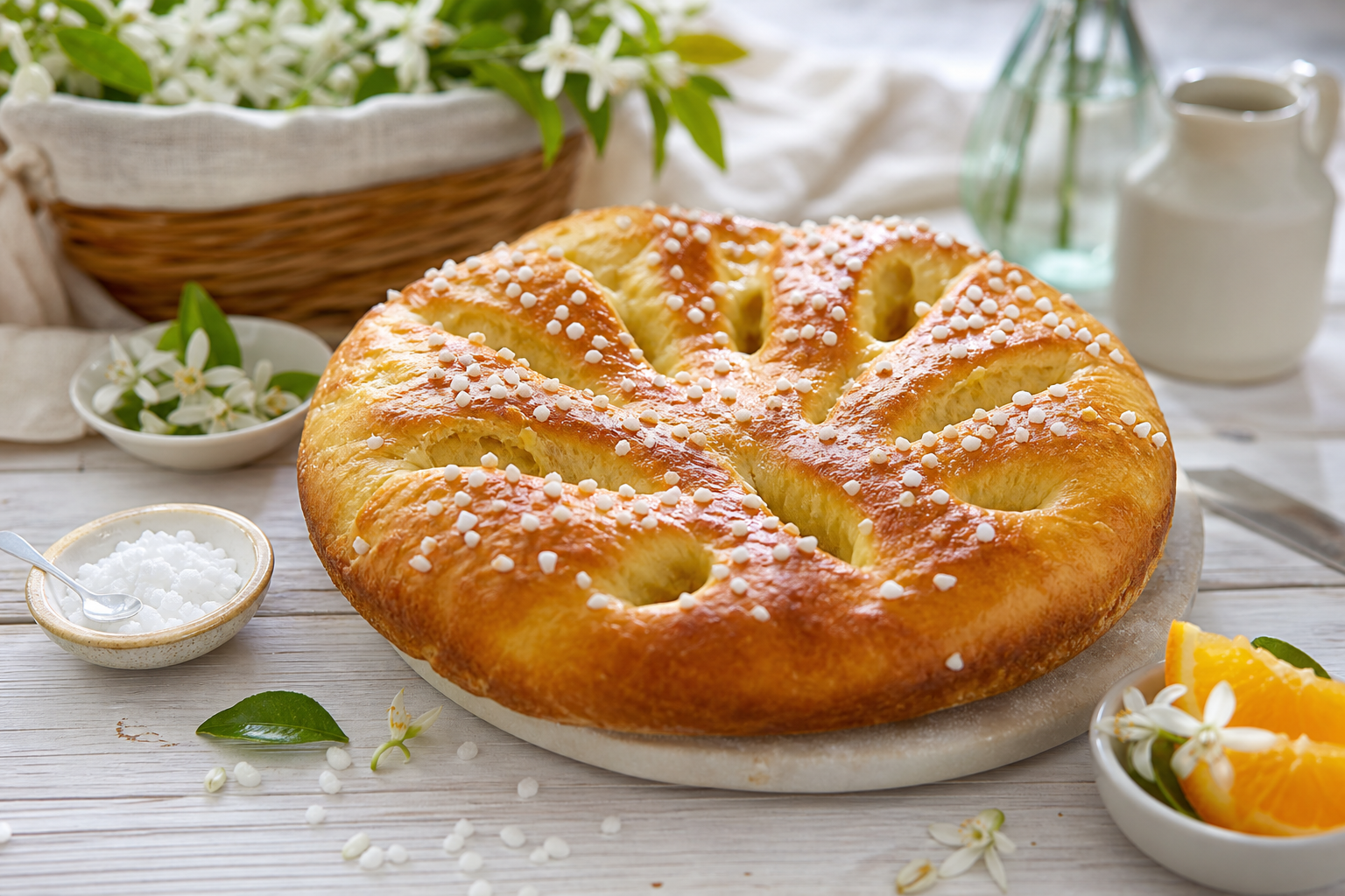 Fougasse d’Aigues-Mortes à la fleur d’oranger (brioche moelleuse)