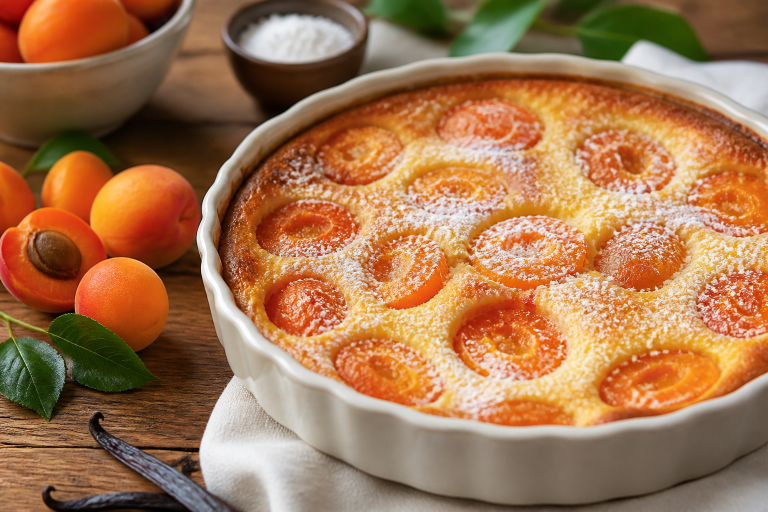 Clafoutis aux abricots fondant à la vanille