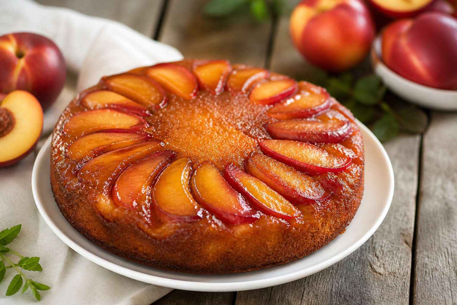 Gâteau renversé aux nectarines