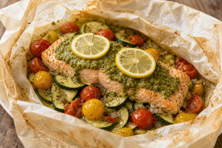 papillotes-saumon-pesto-legumes