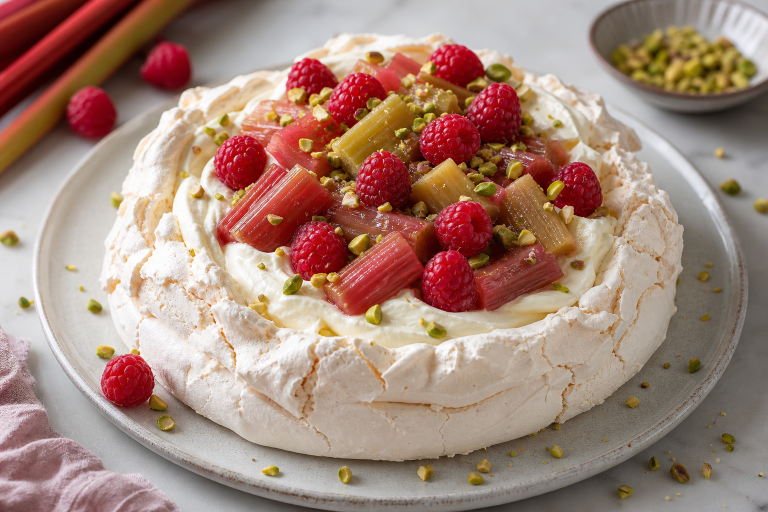 pavlova-framboise-rhubarbe-pochee