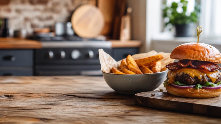 Burger végétarien aux champignons et oignons fondants
